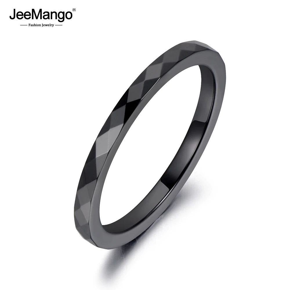 2mm Black & White Cutting Ceramics Rings Jewelry Wedding Engagement Rings For Women