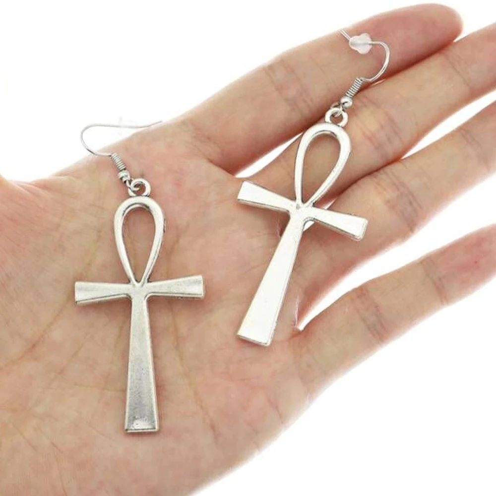 Egyptian Big Ankh Crosses Drop Dangle Earrings for Women