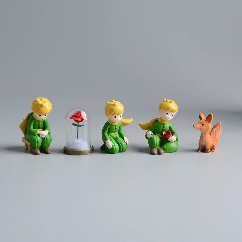 The Little Prince Miniatures Cartoon Little Fox Resin Toys Rose B612 Model Desktop Decoration Handicraft Figurine Art Doll miniature figurines,3d printed toy