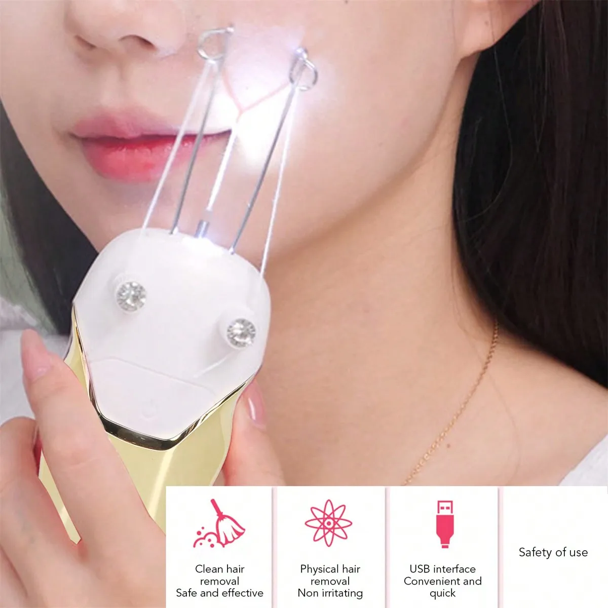 USB Rechargeable Facial Hair Remover Epilator for Women