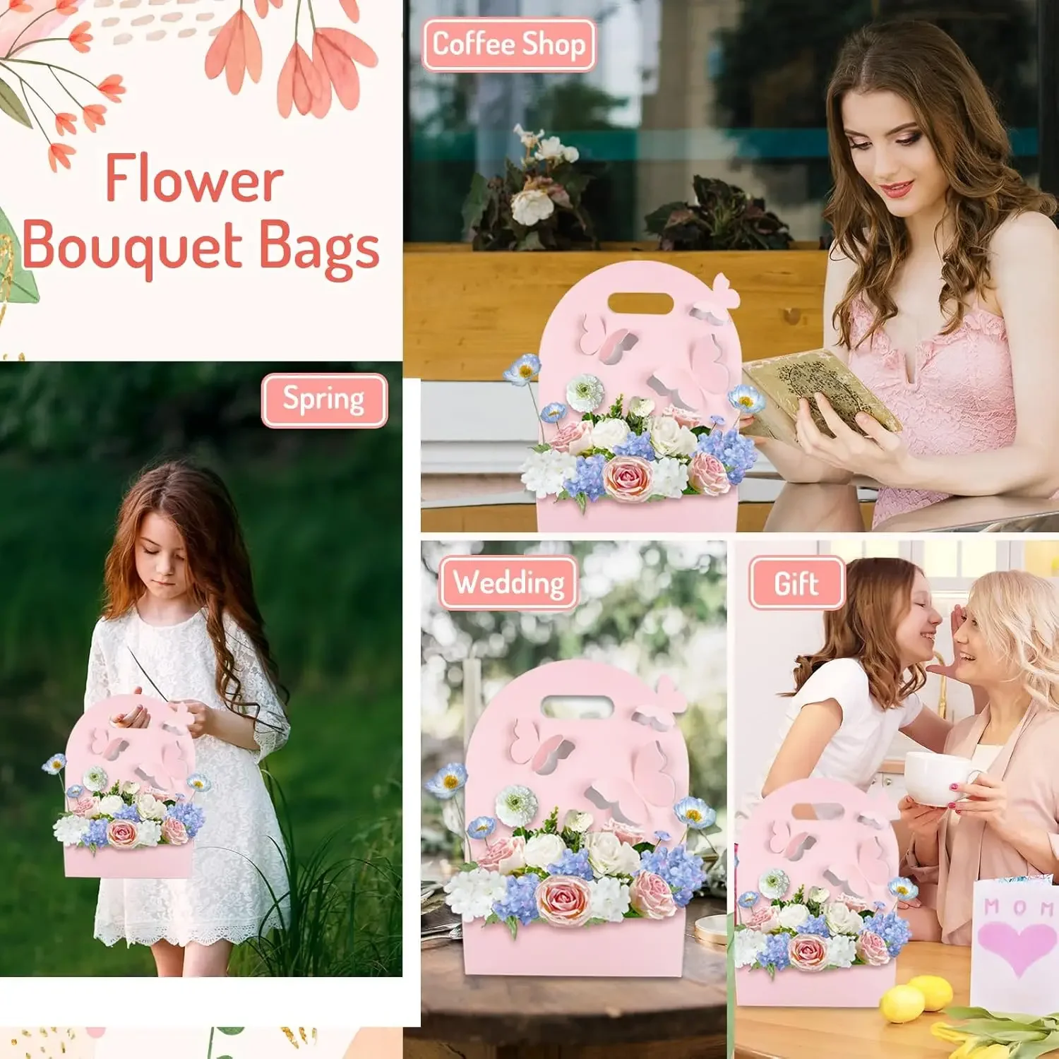 Butterfly Flower Box, Hand Flower Basket, Paper Box, Arrangement Bag, Packaging Gift Box