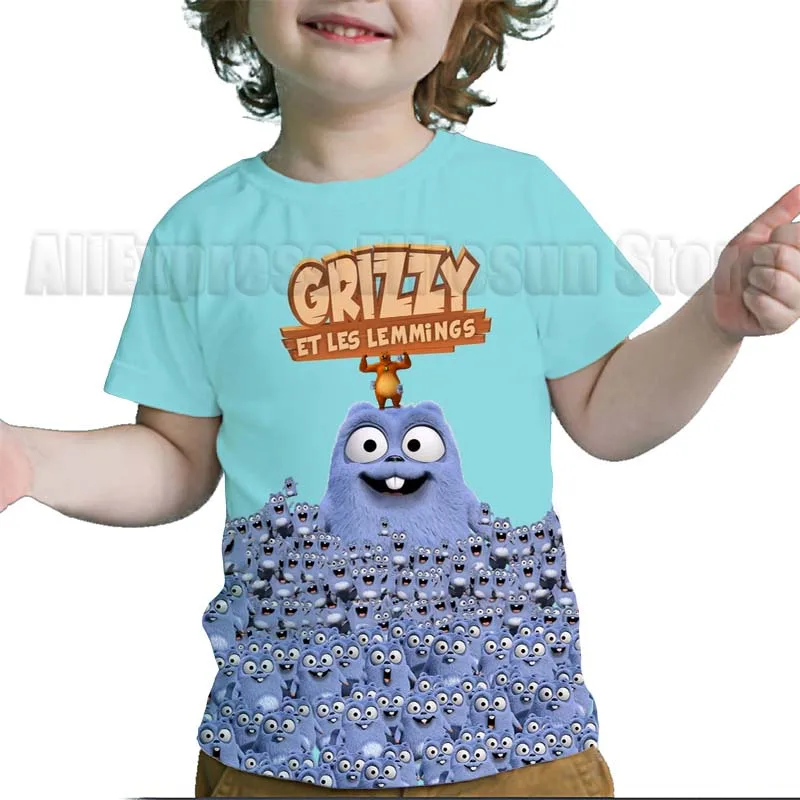 Kids Grizzy and the Lemmings 3D Print T Shirts Children Cartoon T-shirts Toddler Boys Girls Anime T-shirts Streetwear Tee Tops 6