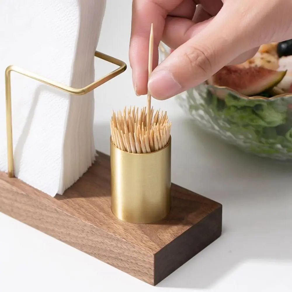 Wooden Paper Napkin Holder Napkin Table Container With Toothpick Case Gold Tissue Case Restaurant Decoration Kitchen Accessories 3