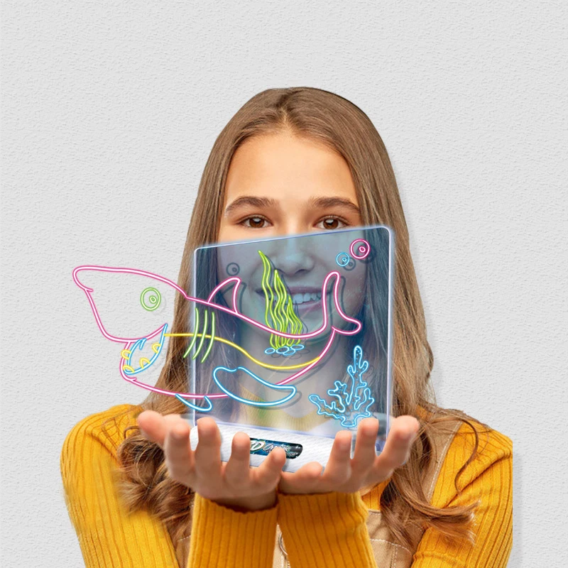 Drawing Board LED Light Effects Puzzle Magic 3D Drawing Pad Kids Painting  Educational Toys Graffiti Lighting Pad Children Gift - AliExpress