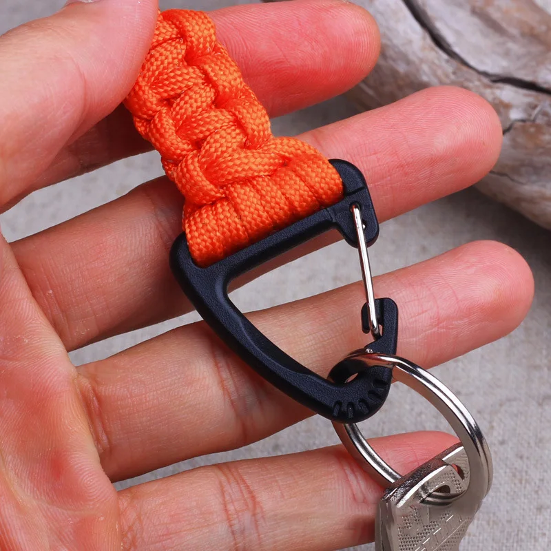 

Nylon Triangle 20cm 6 Styles Lanyard Strength Military Keychain Cord Paracord Parachute Buckle Metal Carabiner 1Pcs High Braided