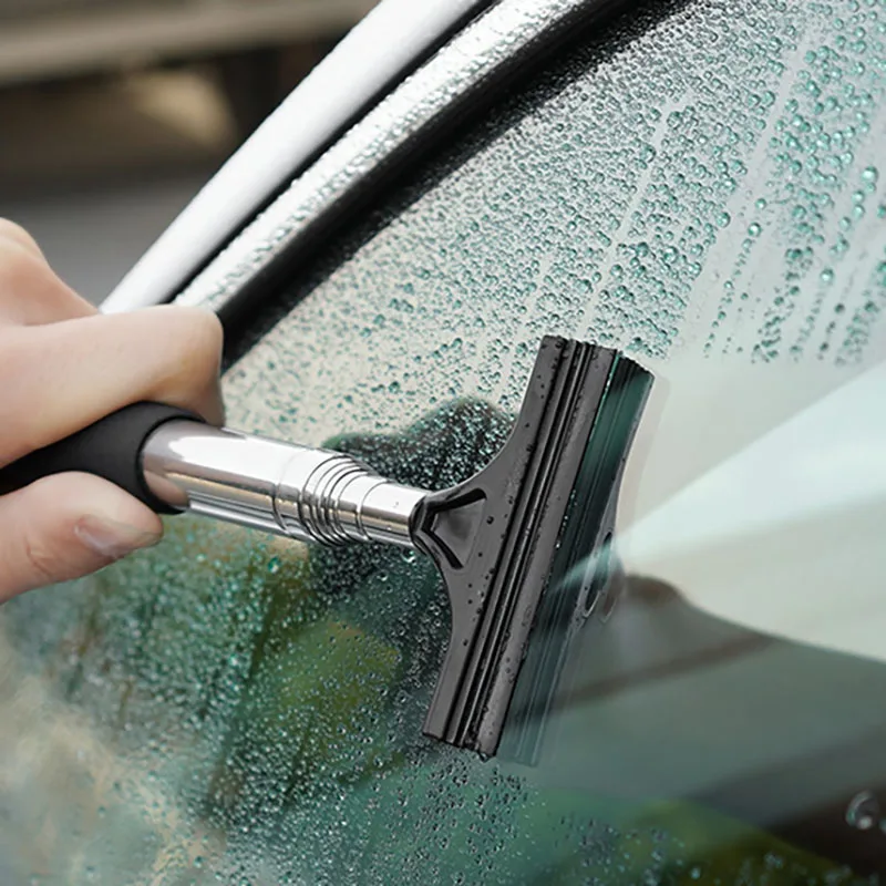 Car Rearview Mirror Wiper Cleaning Tool Auto Glass Mist Cleaner Scraper Car Accessories Handle Telescopic Window Cleaning Brush