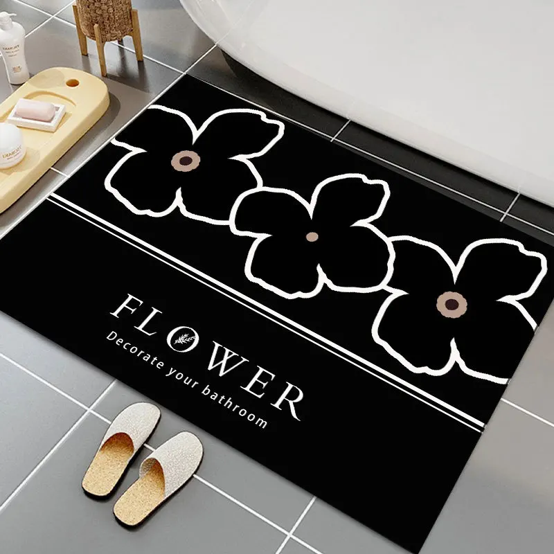 thumbnail image 1 of Alfombrilla de baño con estampado de letras simples, superabsorbente, antideslizante, para entrada, baño, sala de estar, alfombrillas de diatomeas, 1 of 5