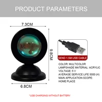 Mini USB Sunset Lamp Led Projector Night Light 16 Colors Switch Rainbow Atmosphere Home Bedroom Background Wall Decoration Gift 2