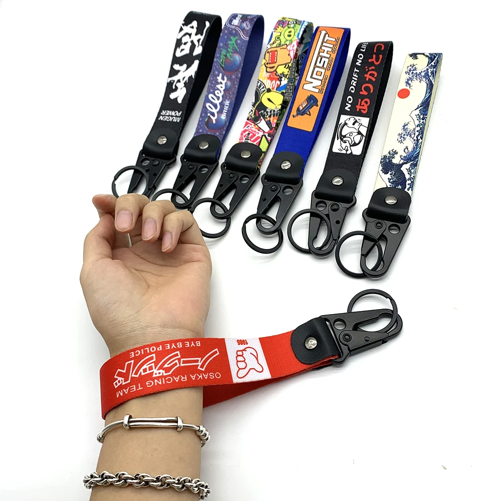 JDM Key Tag Racing Car Motorcycle Keychain Ring Car Lanyard Key Strap Car Accessories For Toyota Honda Mitsubishi Keychain