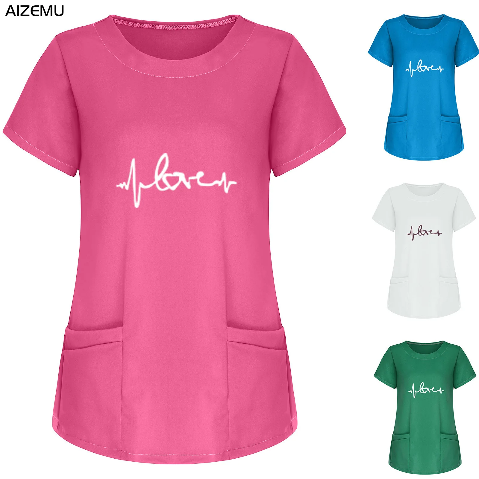 Plus Size Solid Nurse Uniform Surgical Medical Uniform Doctor Scrubs