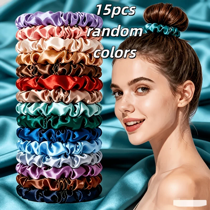 Elegant Satin Multi-Color Hair Ties - High Elasticity, Gentle & Versatile