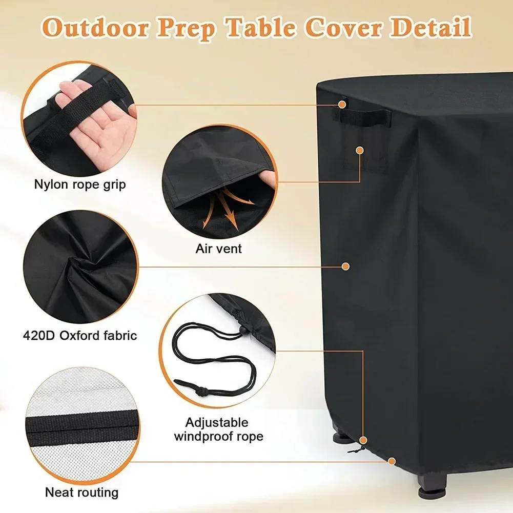 Waterproof Outdoor Prep Movable Dining Cart Pizza Oven Patio Grill Table Cover For Patio Outdoor Kitchen BBQ Gas Grill Cover grill cover pizza oven cover