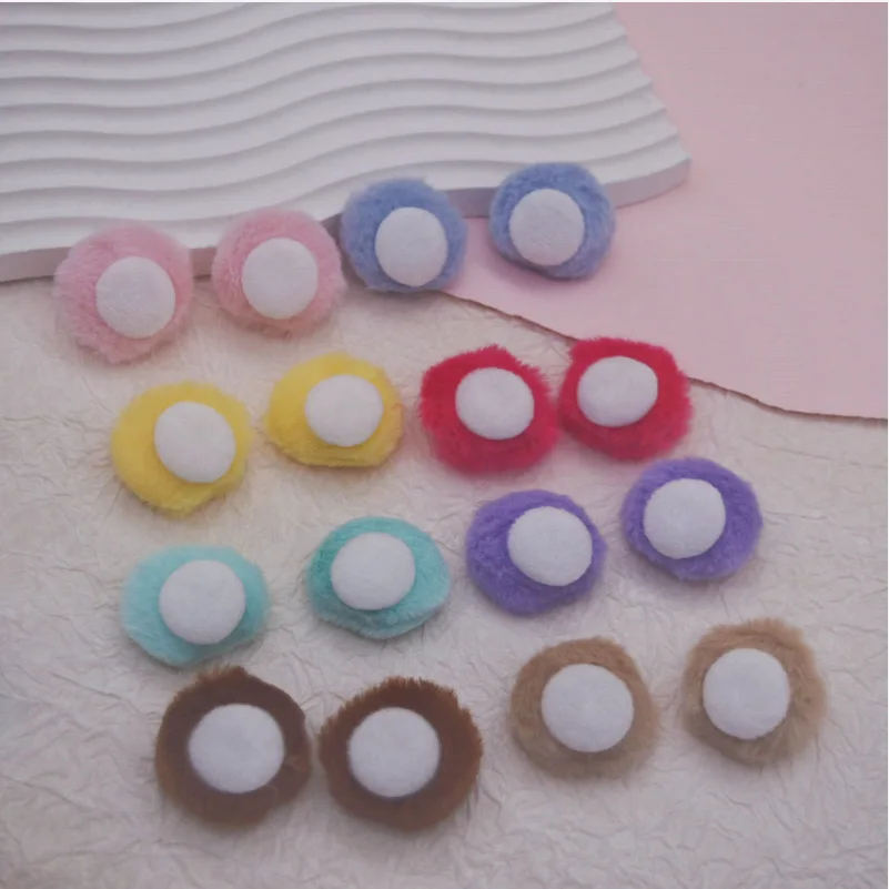 30 teile/los Pelzigen Filz Bär Ohr Applikationen Für DIY Haar Clip Stirnband Zubehör, Schuhe, Taschen, Hüte, kleidung Dekorative Patch