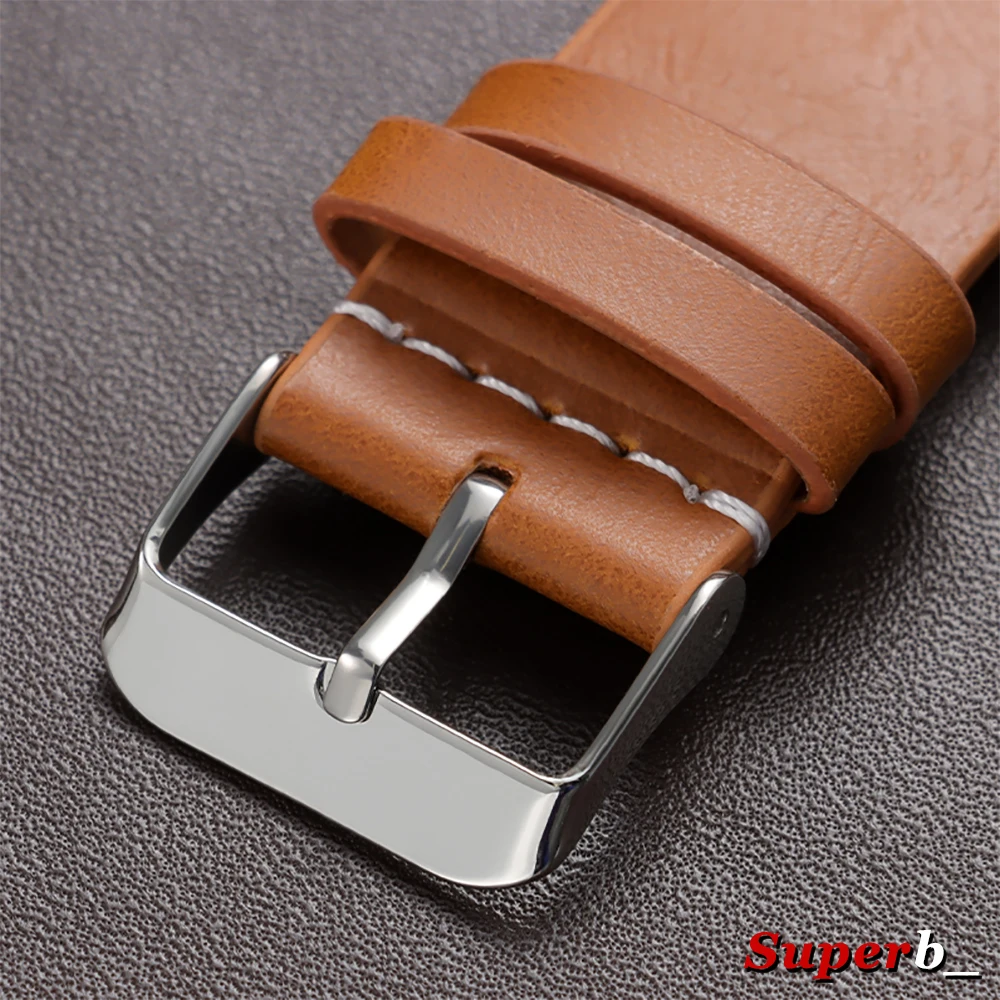 Vintage Brown Leather Watch Band with Quick Release Mechanism - Universal Lightweight Strap
