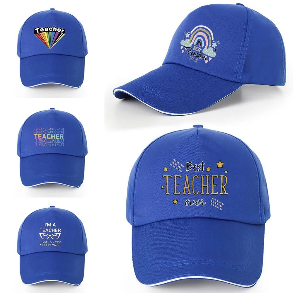 

Baseball Cap for Men and Women Cotton Fashion Atmosphere Hat Cap Sports Style Sun Shading Teacher Print Adjustable Snapback Hats