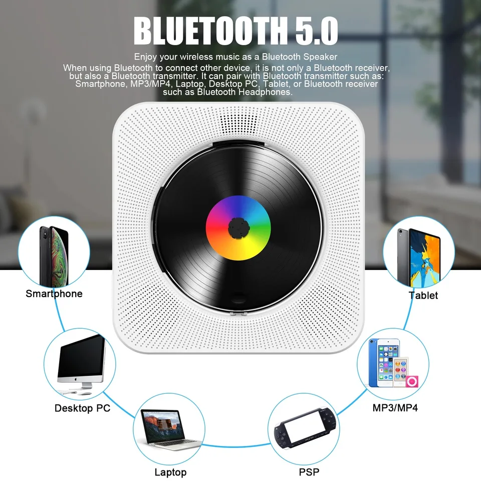 Woopker KC-806 Portable CD Player 5.0 Bluetooth 2.0 Speaker