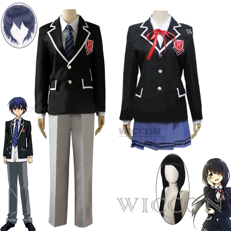 

Anime DATE A LIVE Itsuka Shido Cosplay Costume wig Tokisaki Kurumi Jacket Skirt School Uniform Synthetic Wigs JK DK role playing