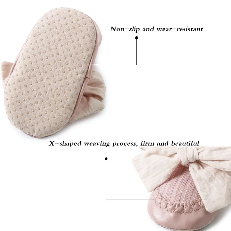 Autumn Winter Baby Girls Socks Newborn Baby Bowknot Socks Infant Anti Slip Soft Cotton Floor Sock Shoes