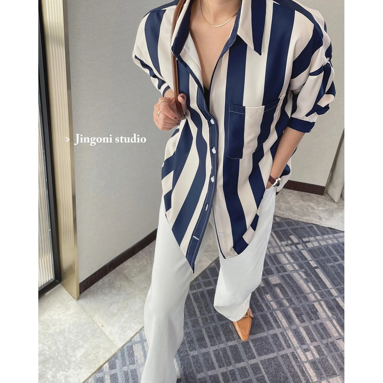 2023 Woman Oem Plaid Striped Blouses Shirts Clothing Fashion Tops Luxury Vintage Spring New Y2k Korean Style T-shirt Cardigan