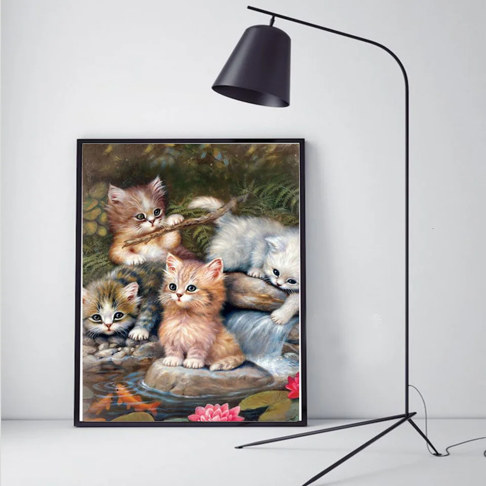 Evershine 5D DIY Diamond Painting Cat Cross Stitch Animal Embroidery Complete Kit Picture Of Rhinestones Mosaic Decoration Home happy diy diamond painting