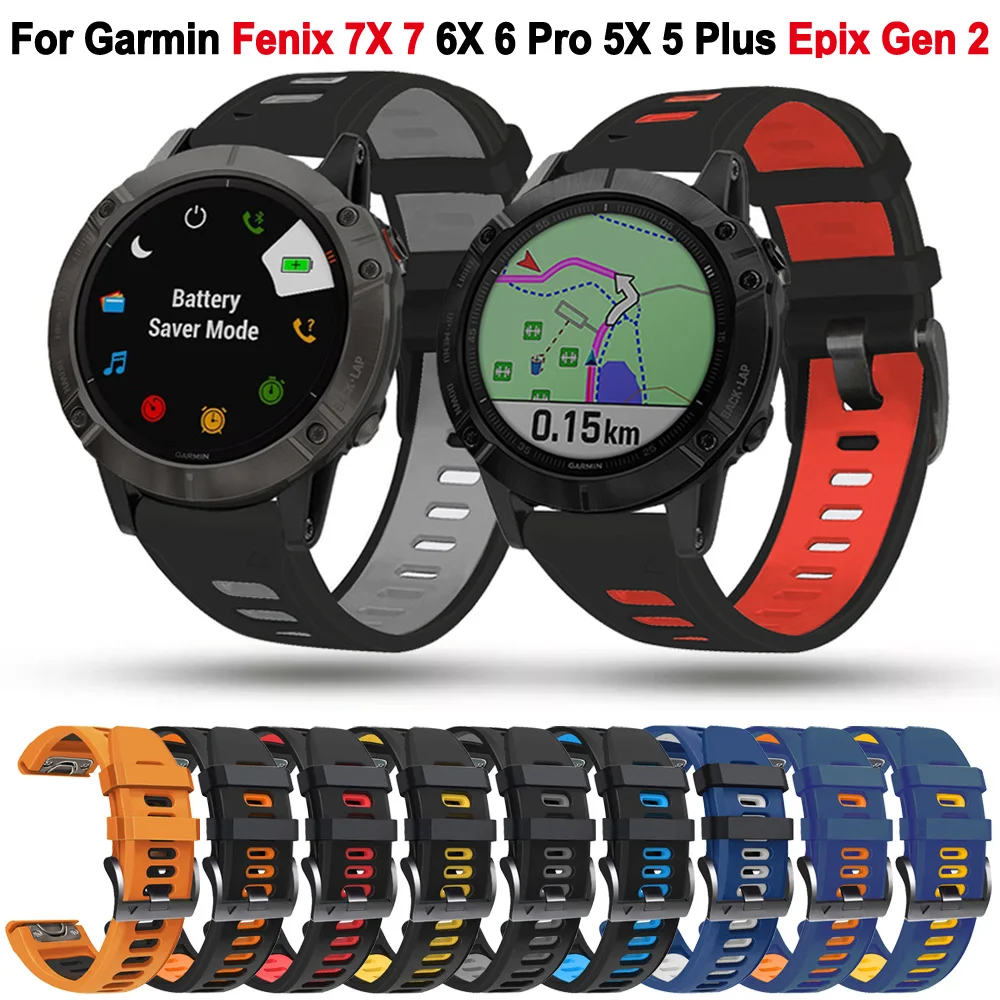 22 26mm pulseira de silicone para garmin fenix 7x 7 5x 5plus 6x 6pro