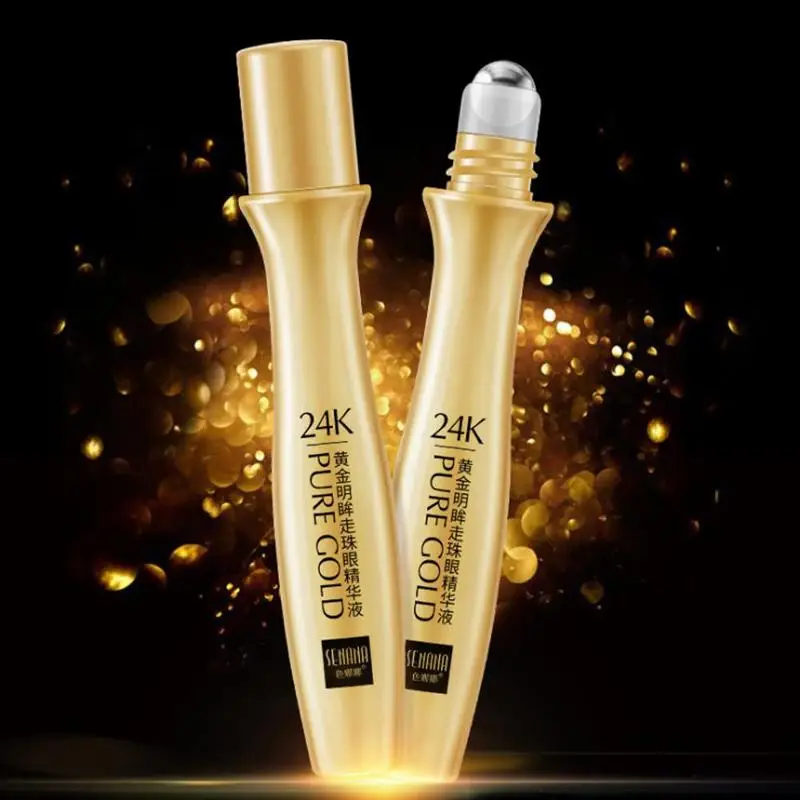 24K Gold Bright Eye Serum Anti-Aging Roll-on Essence Remove Dark Circles Hydrating Moisturizing Anti-Puffiness Eye Cream eye cream anti wrinkle eye cream