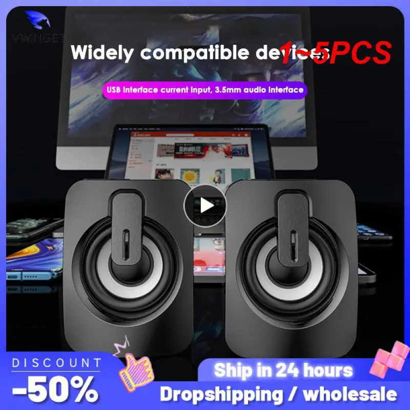 데스크탑 컴퓨터용 컴퓨터 스피커 사운드 박스, PC HIFI 스테레오 마이크, USB 유선 LED 조명, 1  5 개