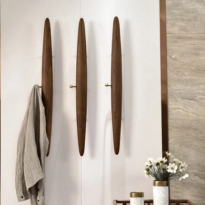Wall Hanging Coat Racks Simplicity Luxury Nordic Vintage Coat Stand Black Walnut Solid Wood Bedroom Hat Rack Home Japanese