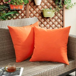 Outdoor Waterproof Decorative Throw Pillow Cover - Square Cushion Case for Patio and Room Décor (Orange)