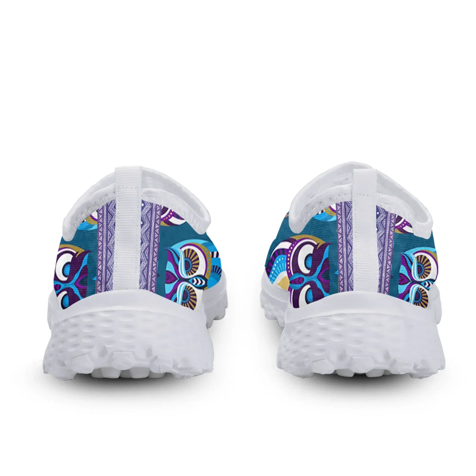 Fashion Rainbow Gradient Color Owl Design Summer Breathable Shoes Trendy Light Outdoor Slip On Sneakers Flats