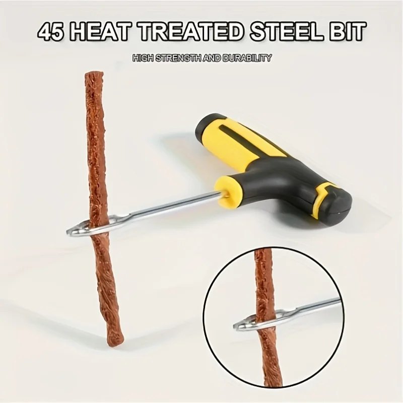 Kit di Riparazione per Tutti i Veicoli - Set Multi-Utensile con 5 Viti Autofilettanti e Colla per Gomme, Riparazione Portatile di Pneumatici a Fallo per Emergenze Stradali - Image 4
