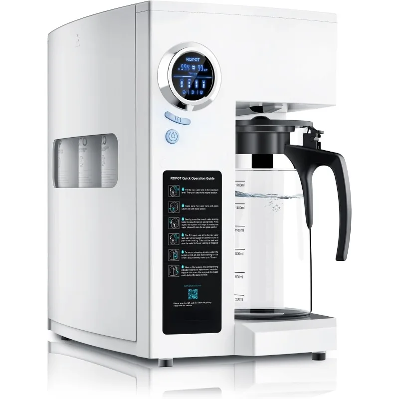 

RO100ROPOT-UV Reverse Osmosis System Countertop Water Filter - 6 Stage Purification with UV and Remineralization, Counter RO