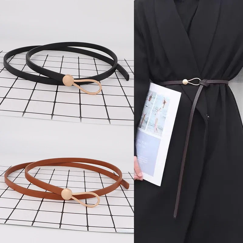 Leather Belts for Women Belt Gold Pin Female Belts Black Brown Leisure Lady Party Culb Dress