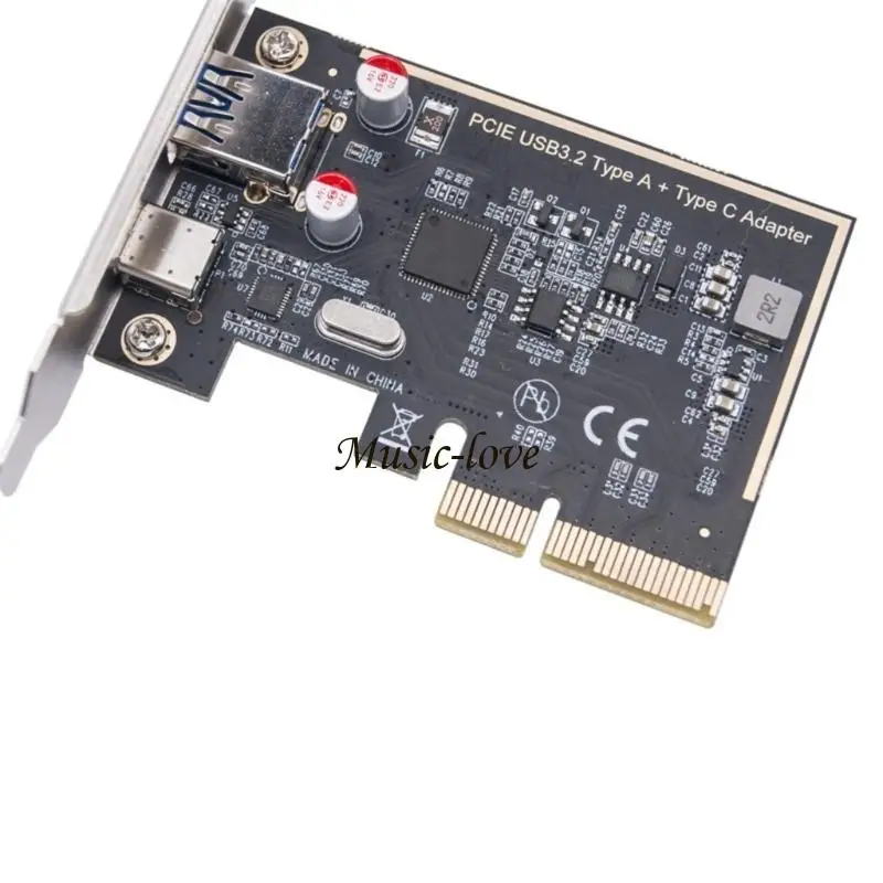 PCIE USB3.2 GEN2 PCIE-2 포트 유형 C+A 확장 카드 PCIE USB 추가 카드 데스크탑 203A용 내부 USB 변환기