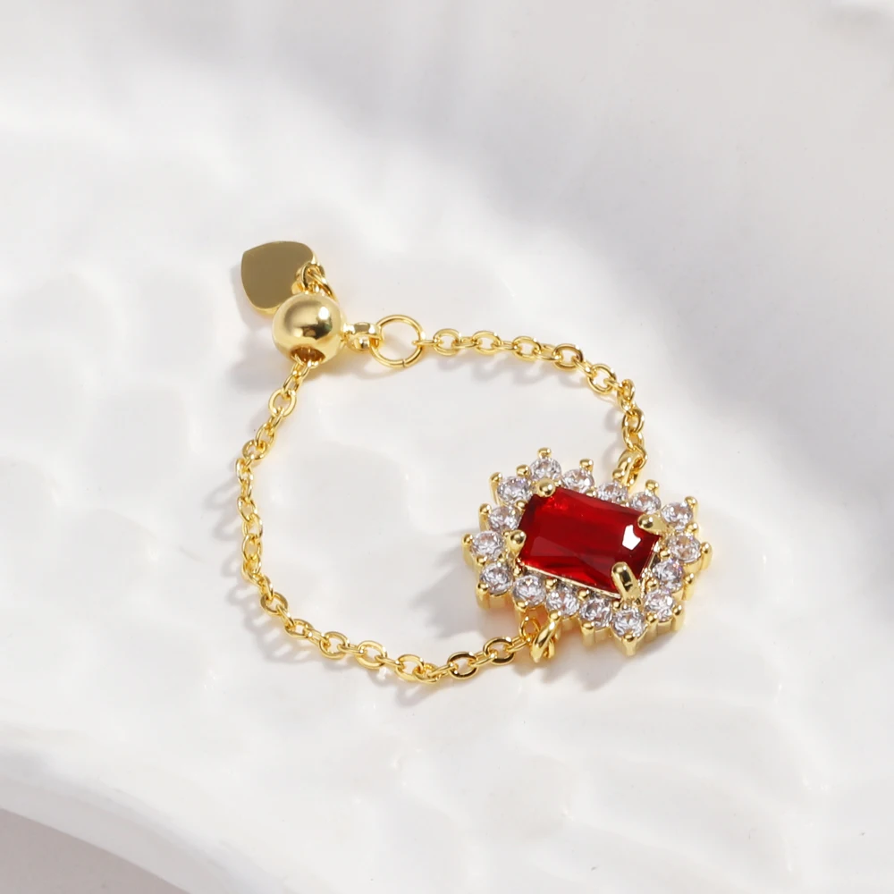 Exquisite Luxury Square Zircon Adjustable Gold-Plated Ring