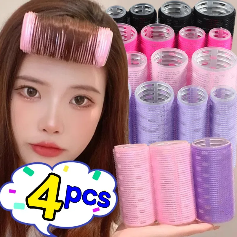 1/4pcs Self-Grip Hair Rollers Heatless Hair Curlers No Heat Bangs Volume Self-adhesive Hook & Loop DIY Styling Tools 4 Size
