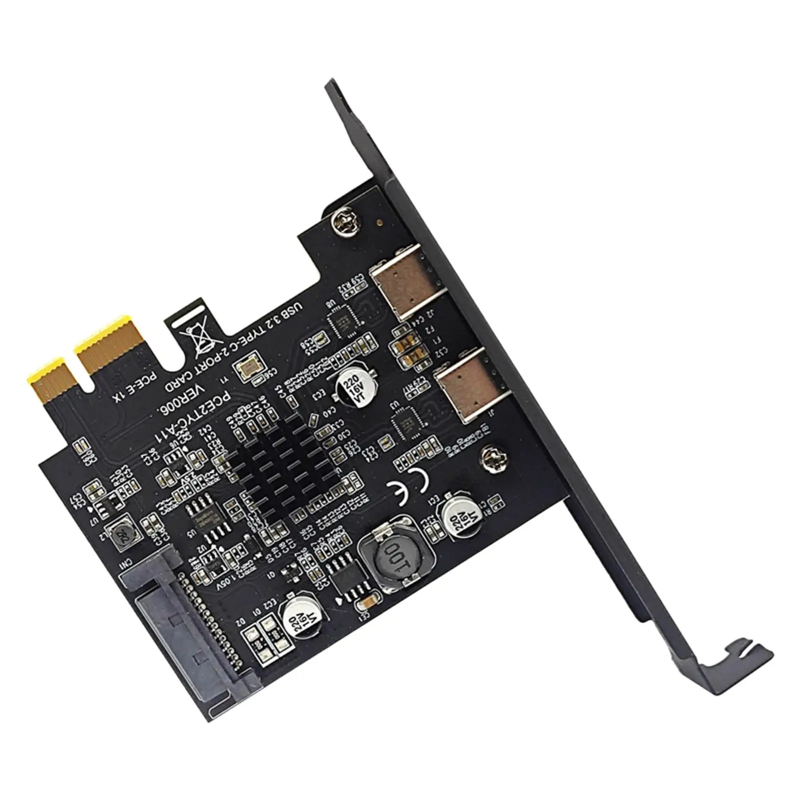 PCI E 1x to USB3.2 Type C Expansion Card Adapter 10Gbps Transmission Replacement Professional for Personal Computer Desktop PC