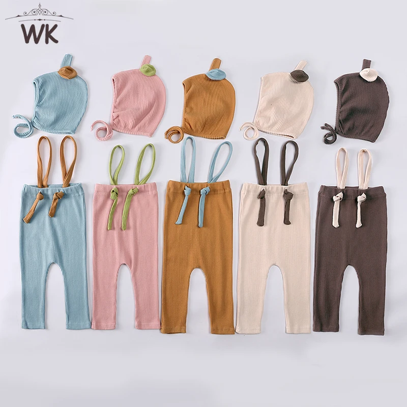0-24M Infant Baby Boys Girl Cotton Ribbed Pantyhose Leggings Newborn Suspender Pants Overalls Solid Elastic Tights Spring Autumn