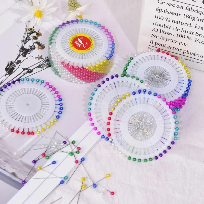 실리콘 월드 480Pcs 스틸 펄 헤드 핀 37mm 라운드 볼 헤드 핀 디스크 금속 포지셔닝 바늘 봉제 퀼팅 DIY