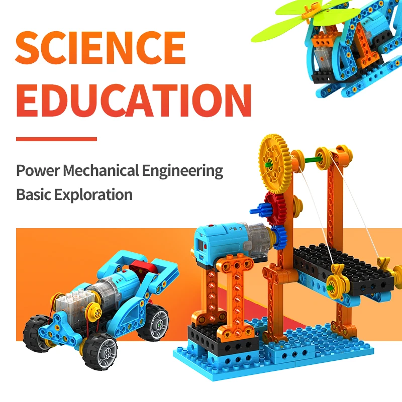 Steam Building Blocks With Motor Mechanical Gear Technical Power Machine Educational Model Toys For Children Gifts Bricks Toys