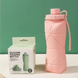 Eco - Friendly 600ml Collapsible Silicone Water Bottle - Large Capacity Portable Cup (Pink)
