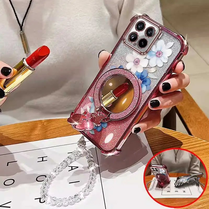 3-Piece Floral Phone Case Set with Lanyard and Stand