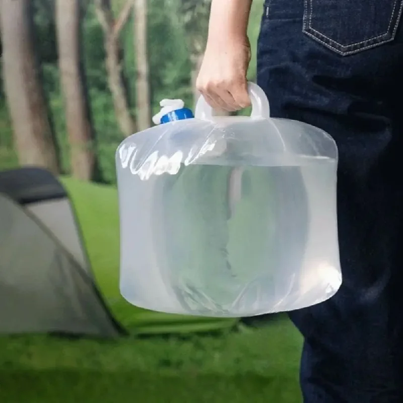 20L 접이식 물주머니 수도꼭지가 있는 대용량 야외 물통 손잡이가 있는 휴대용 접이식 물통 여행용
