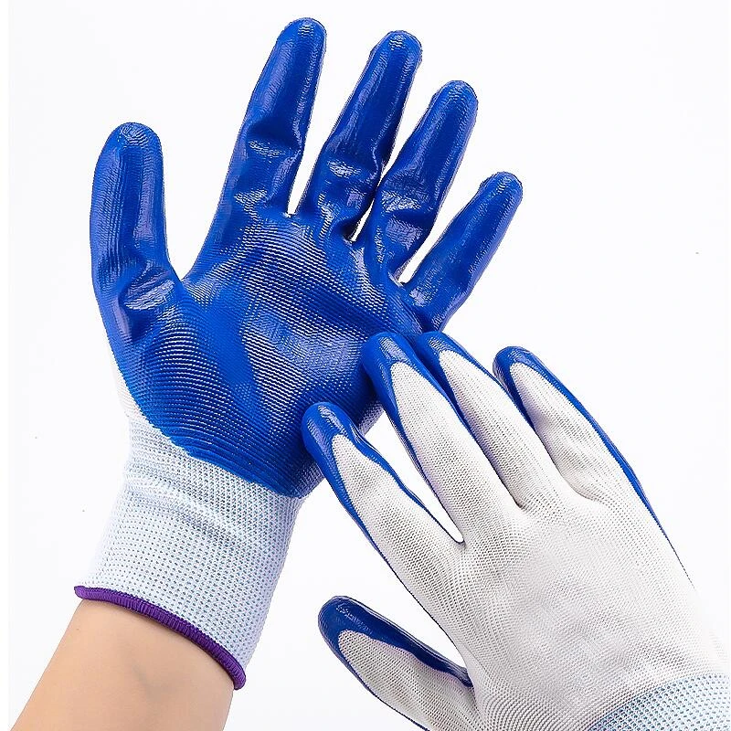 Nitrile Coating Safety Rubber Gloves Oil-Proof Non-Slip Work Gloves For Outdoor Garden Building Construction