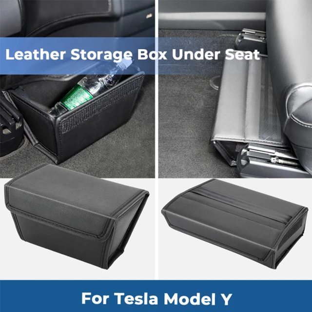 Auto Unter Sitz Lagerung Box Für Tesla Modell Y Leder Auto Zubehör Vorne  Hinten Sitze Organizer Folding - AliExpress