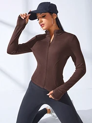 2024 Women's Slimming Yoga & Sports Jacket with Zipper - XXL (Deep Brown - Upgrade)