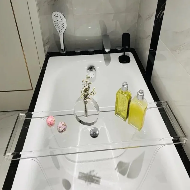 Nordic Acrylic Bathtub Tray Wooden Tray Spa Holder Bath Table Bathroom Storage Organizer Bandeja Bath Tub Accessories
