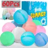 Up to 60Pcs Reusable silicone magnetic water ball, quick water injection for outdoor water fights in summer, with random colors 1
