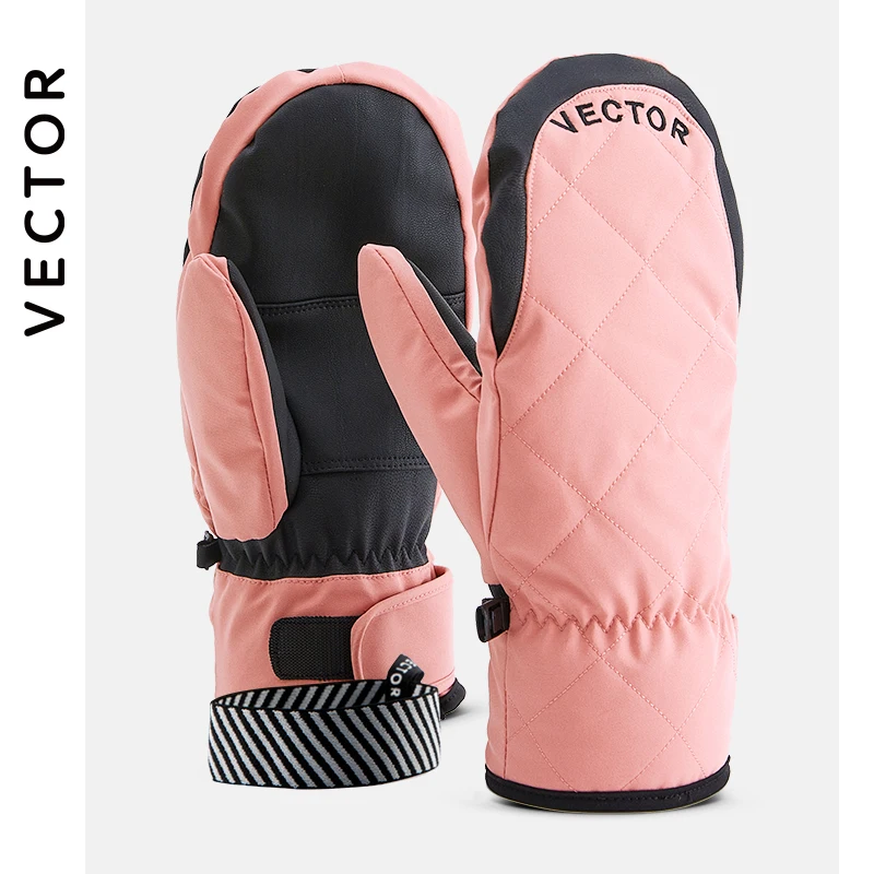 Extra Thick Women 2-IN-1 Mittens Ski Gloves Snowboard Men Snow Winter Sport Warm Waterproof Windproof Skiing Faux Leather Plam 3