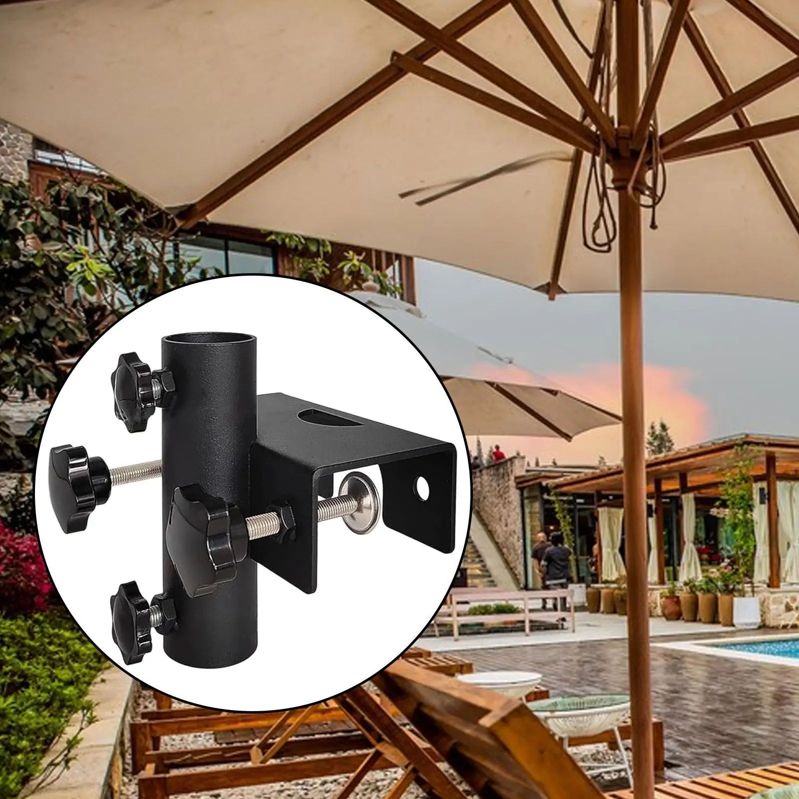 Patio Umbrella Holder Easy to Install Fixed Clip for Garden Fence Balcony